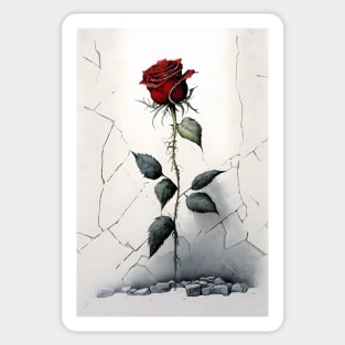 Single Red Rose Goth Gothic Style Watercolor Sticker